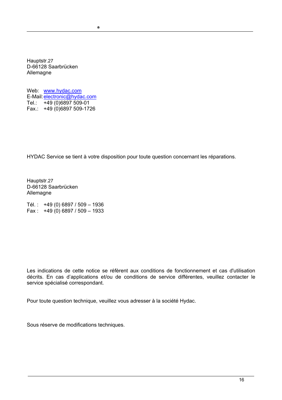 HYDAC HLB 1300 User Manual | Page 46 / 46