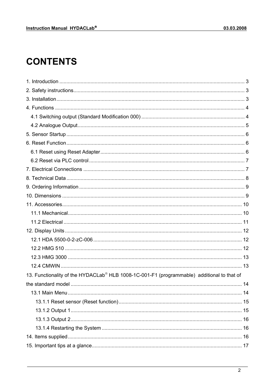 HYDAC HLB 1400 User Manual | Page 2 / 18