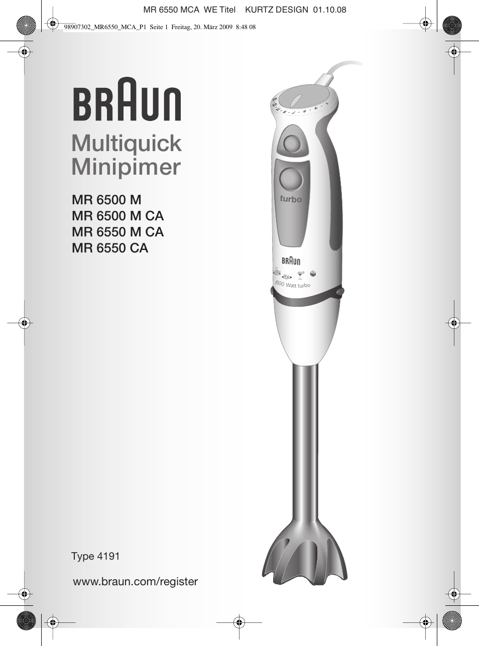 Braun MR 6500 M CA User Manual | 40 pages