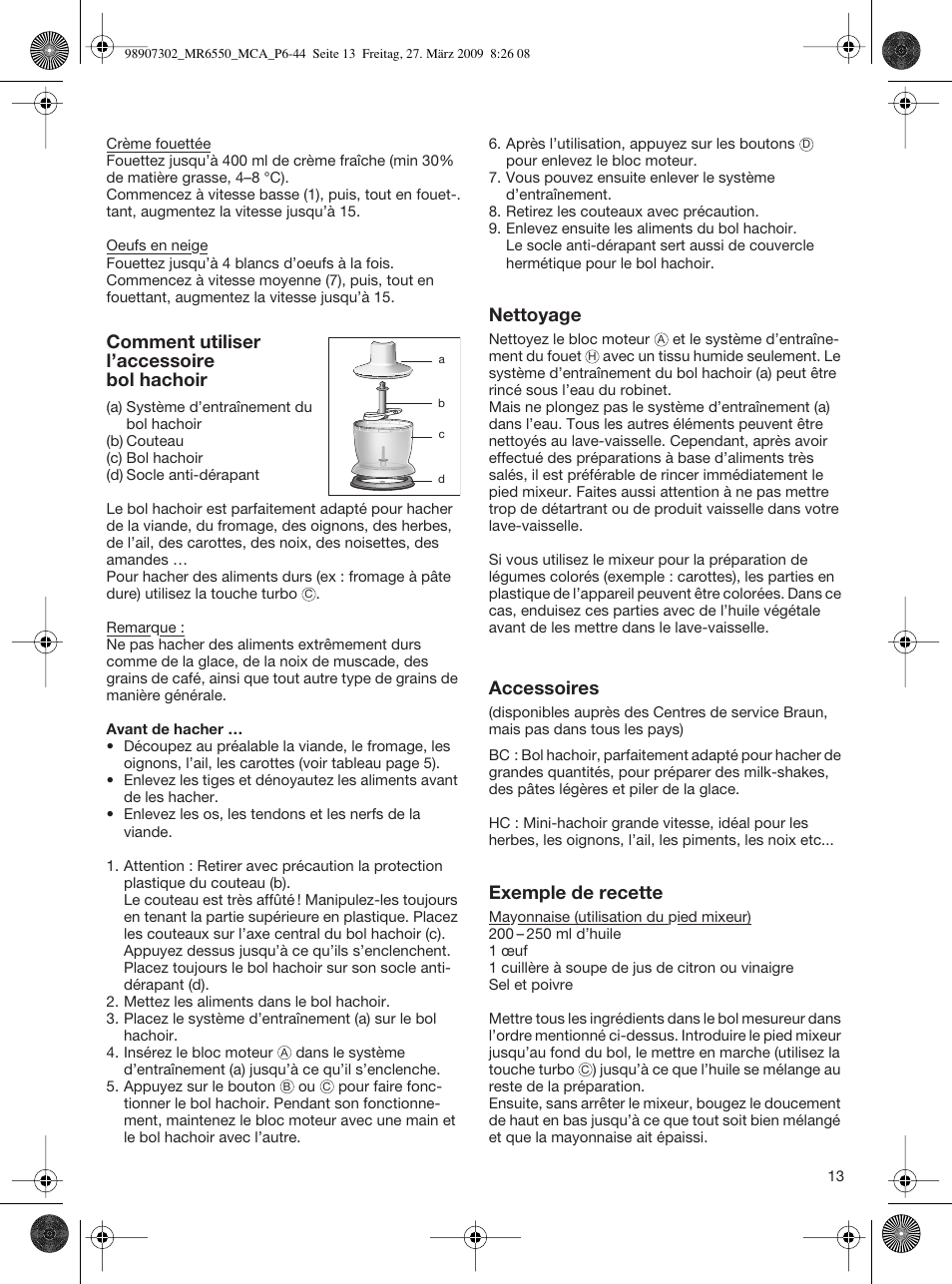 Braun MR 6500 M CA User Manual | Page 12 / 40