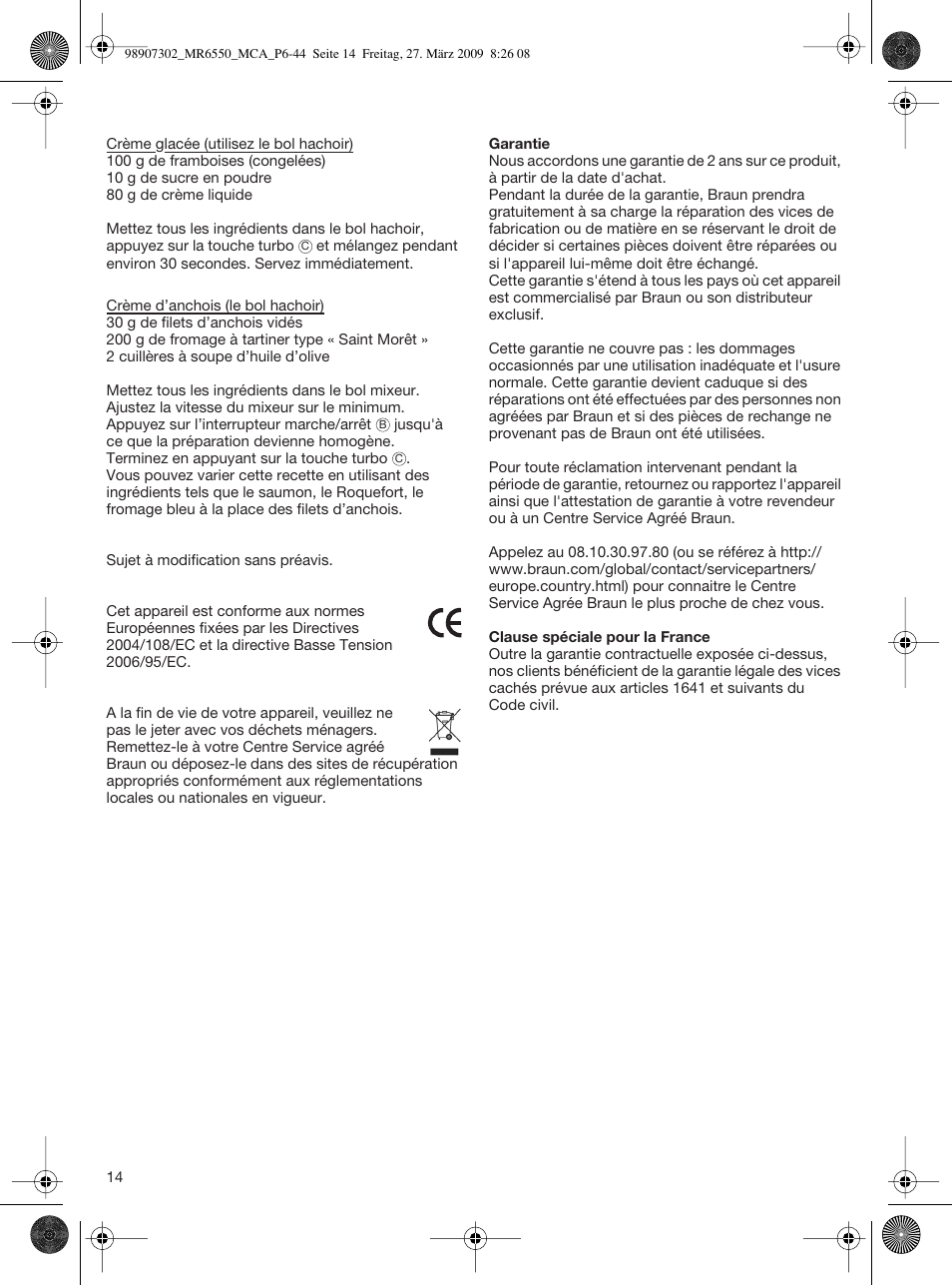 Braun MR 6500 M CA User Manual | Page 13 / 40