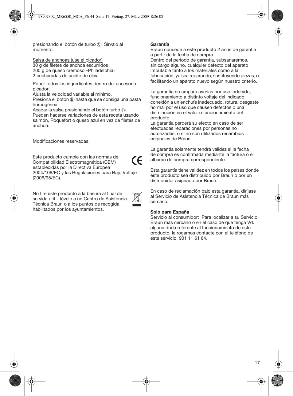 Braun MR 6500 M CA User Manual | Page 16 / 40