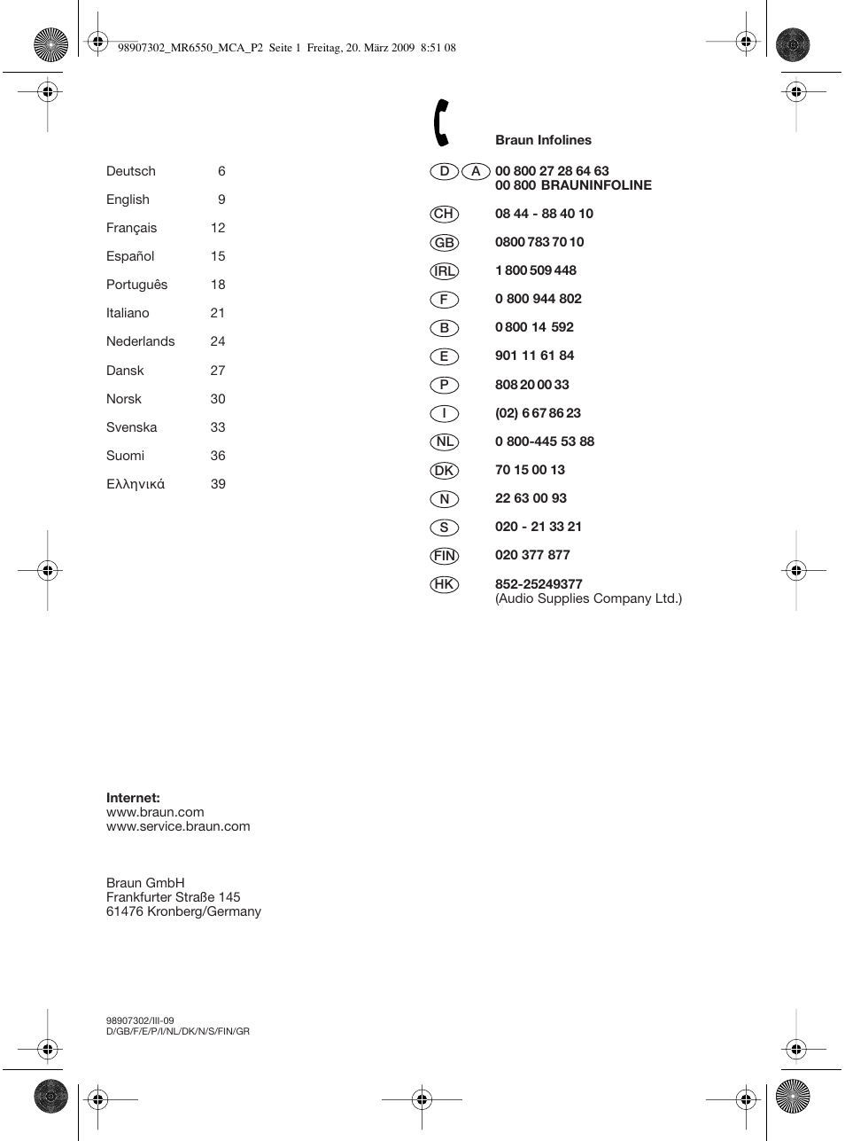 Braun MR 6500 M CA User Manual | Page 2 / 40