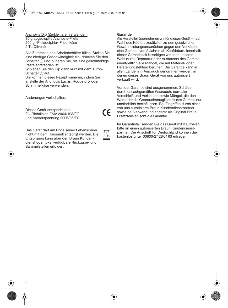 Braun MR 6500 M CA User Manual | Page 7 / 40