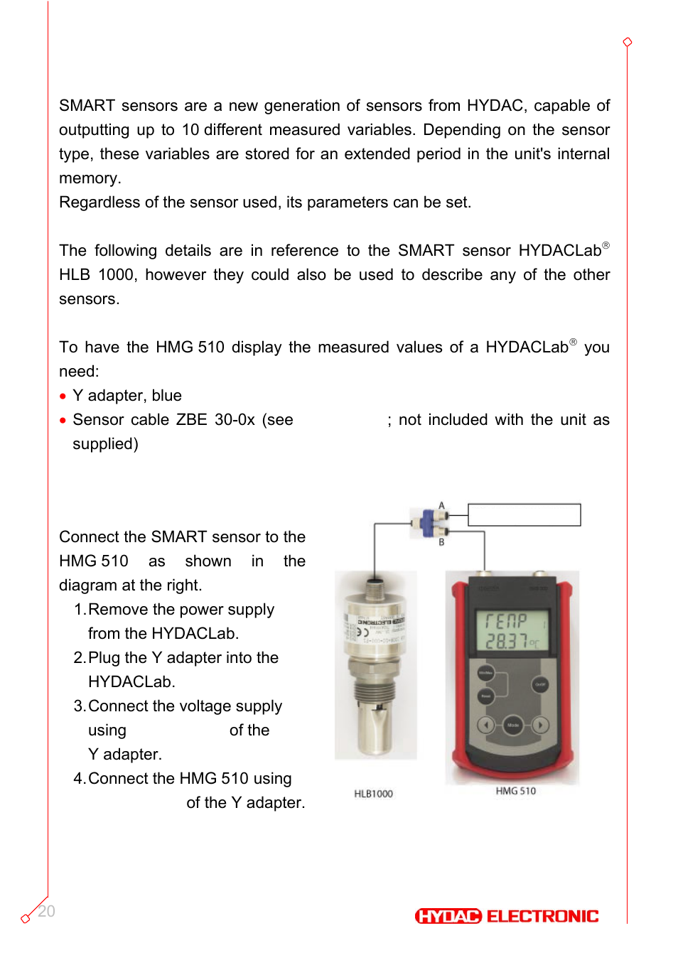 Operating the hmg 510 using smart sensors | HYDAC HMG 510 User Manual | Page 20 / 26