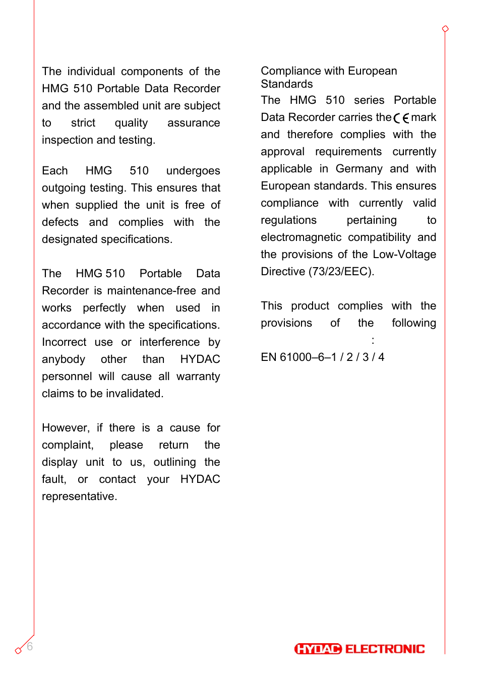Technical safety | HYDAC HMG 510 User Manual | Page 6 / 26