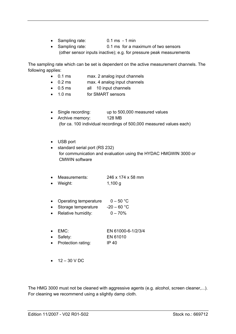 7 cleaning | HYDAC HMG 3000 User Manual | Page 70 / 76