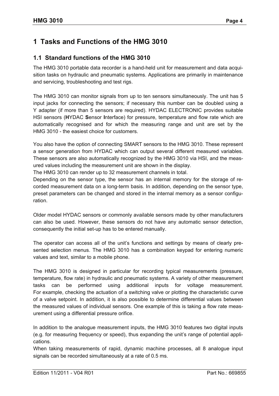 HYDAC HMG 3010 User Manual | Page 4 / 86