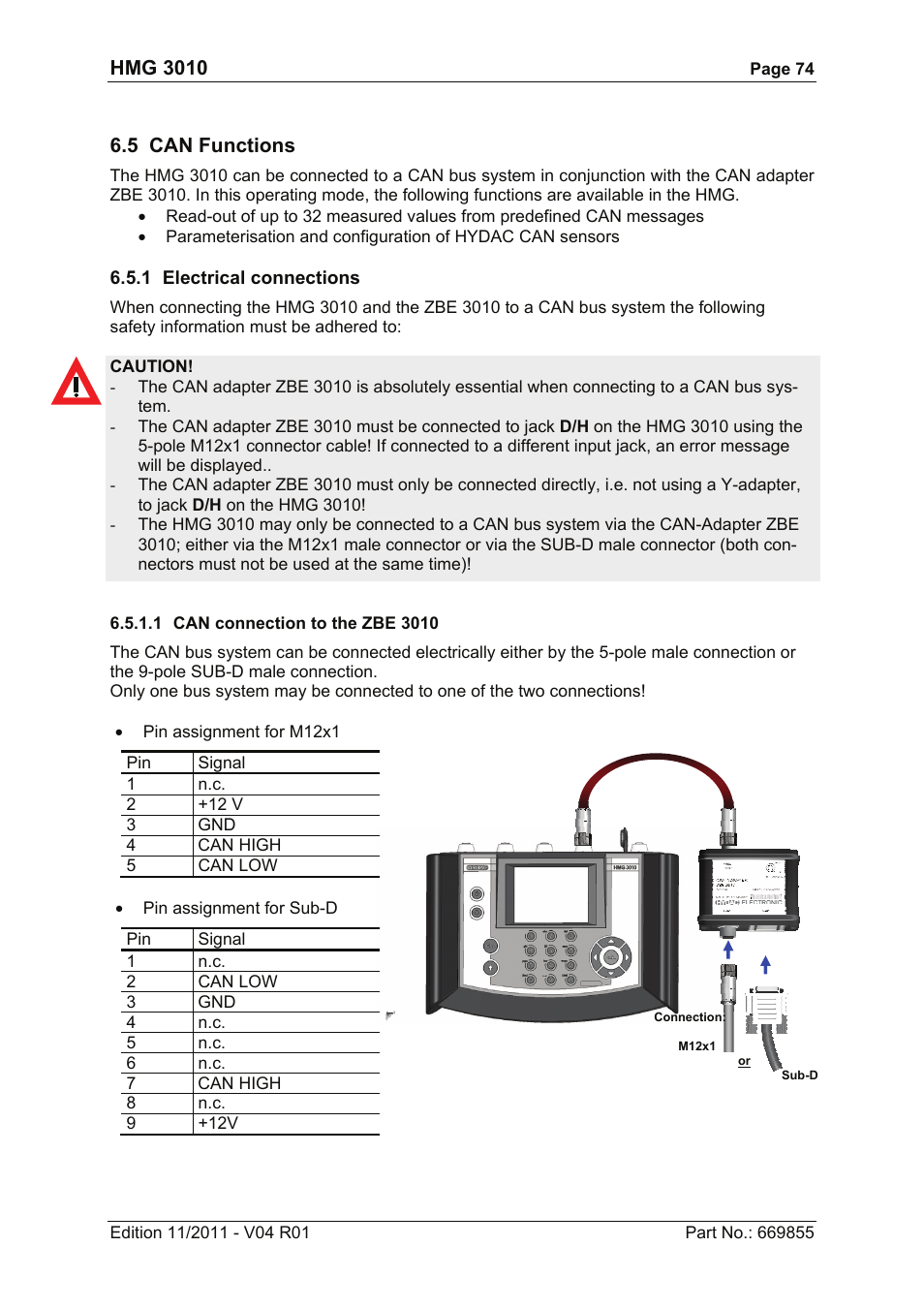 Hmg 3010, 5 can functions | HYDAC HMG 3010 User Manual | Page 74 / 86