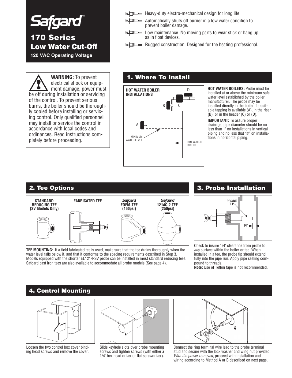 Hydrolevel 170 Series User Manual | 4 pages