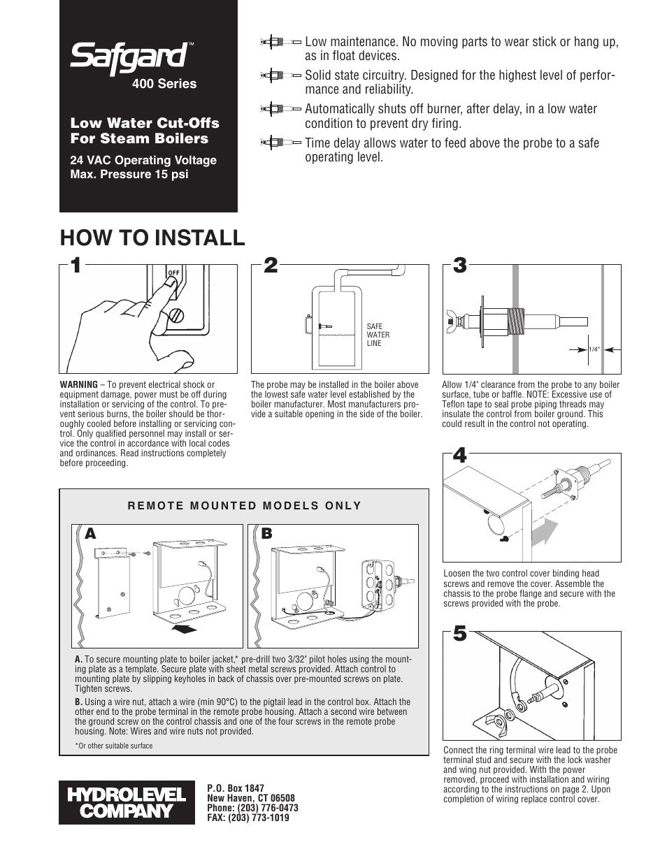 Hydrolevel 400 Series User Manual | 4 pages