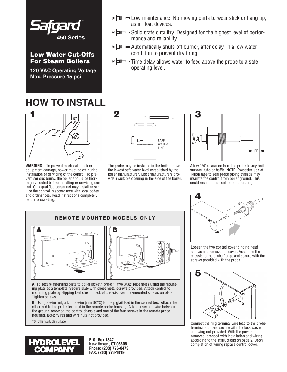 Hydrolevel 450 Series User Manual | 4 pages