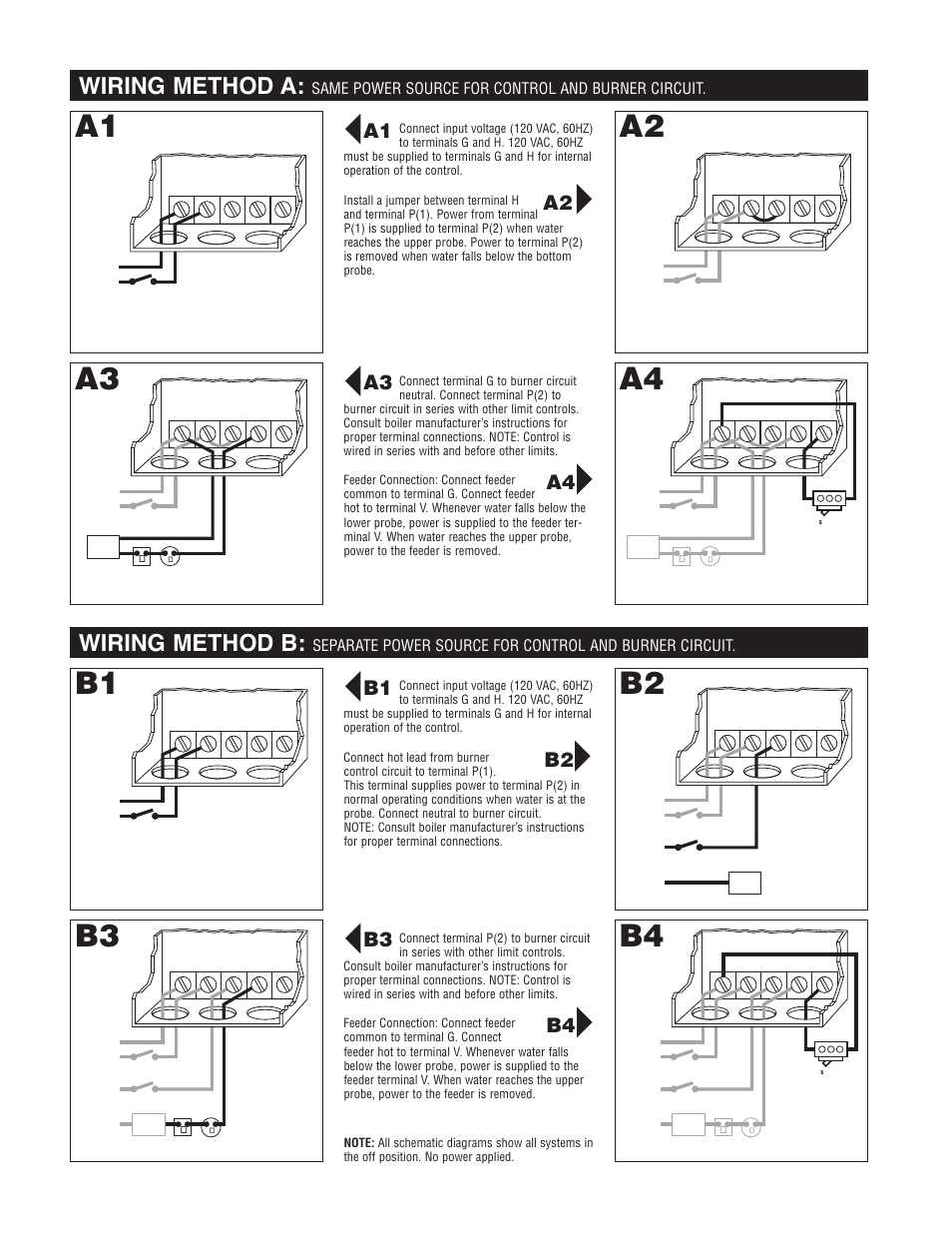 Wiring method a, Wiring method b | Hydrolevel 711 Series User Manual | Page 2 / 4