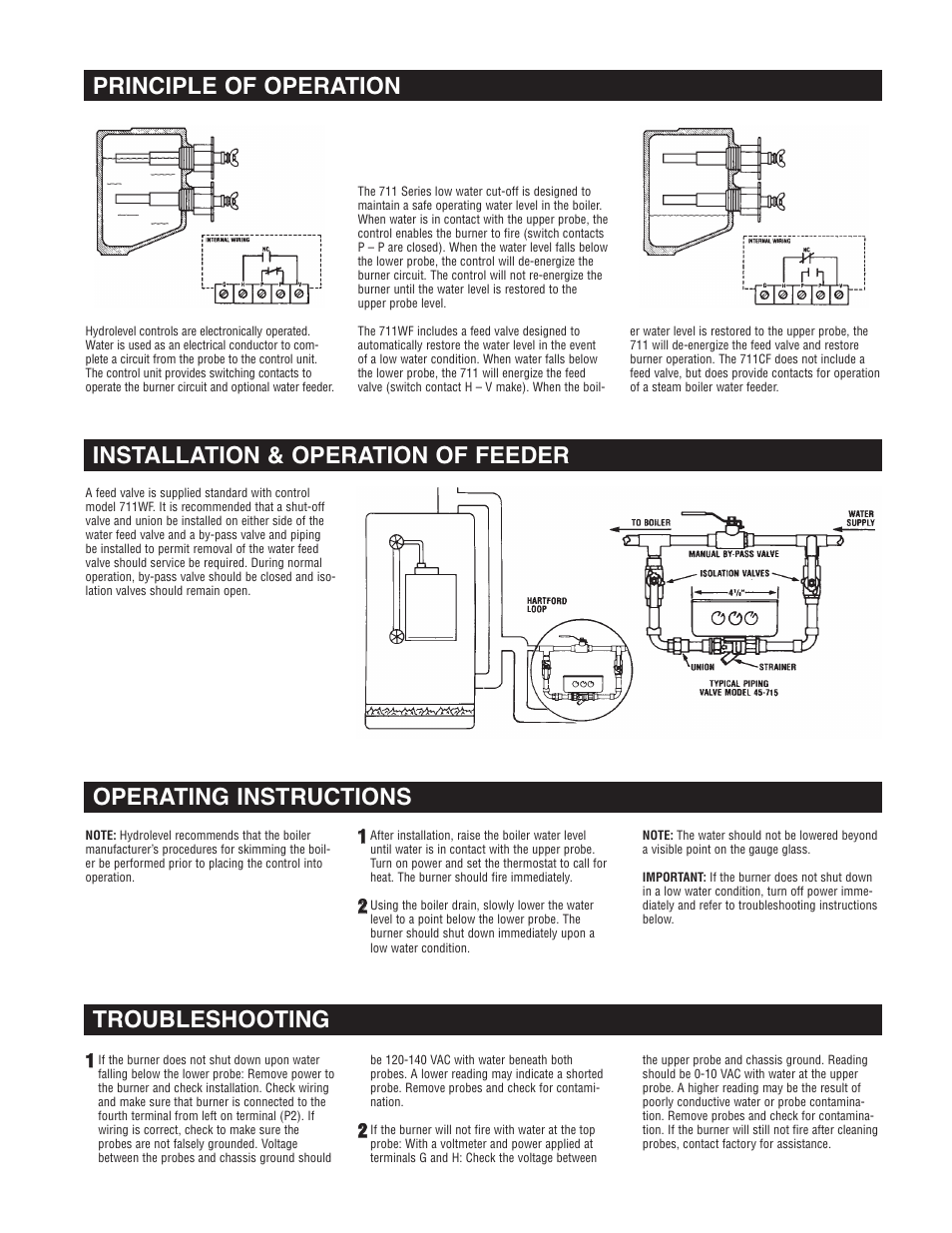 Troubleshooting, Principle of operation | Hydrolevel 711 Series User Manual | Page 3 / 4