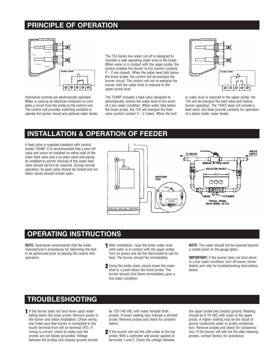 Troubleshooting, Principle of operation | Hydrolevel 724 Series User Manual | Page 3 / 4