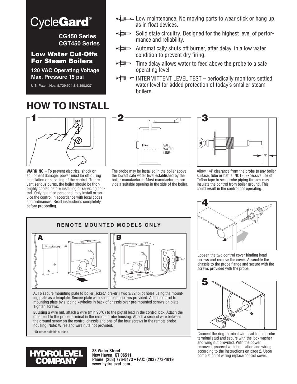 Hydrolevel CGT450 Series User Manual | 4 pages