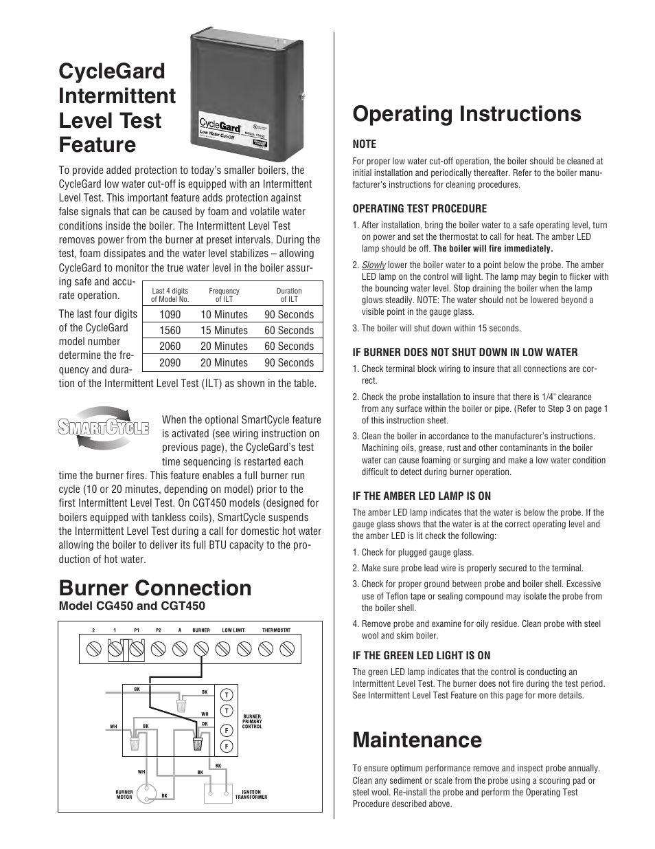 Operating instructions, Maintenance | Hydrolevel CGT450 Series User Manual | Page 3 / 4