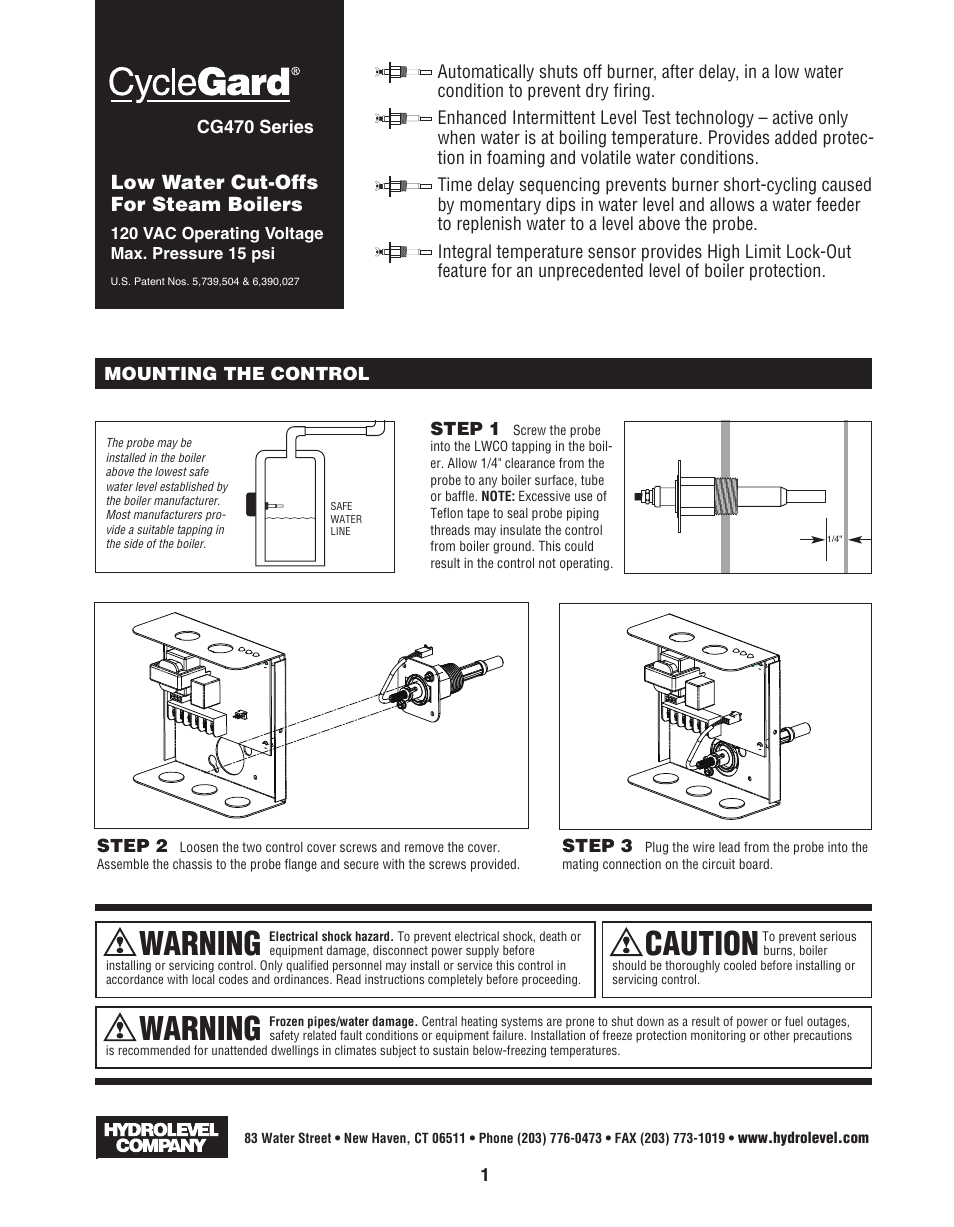 Hydrolevel CG470 Series User Manual | 4 pages