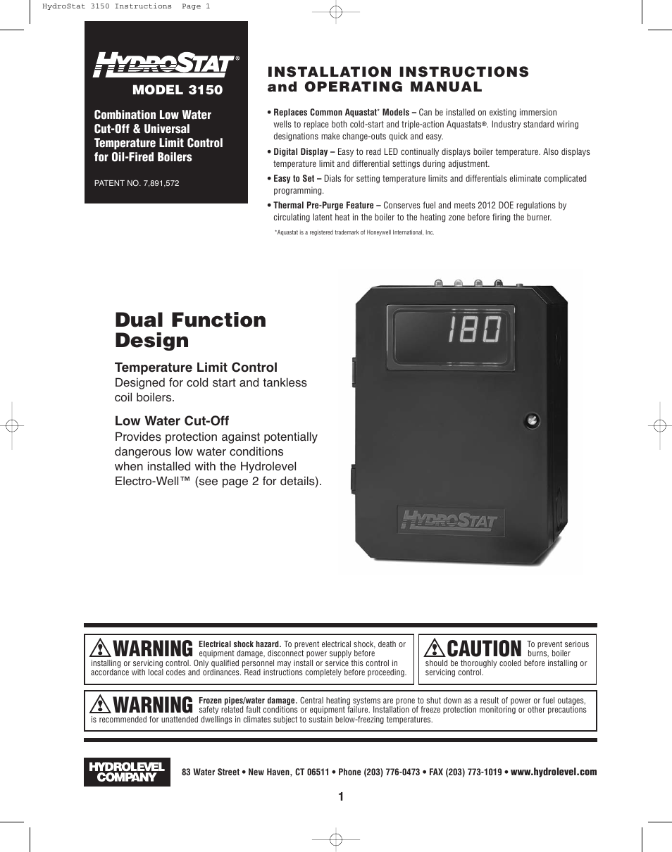 Hydrolevel 3150 User Manual | 12 pages