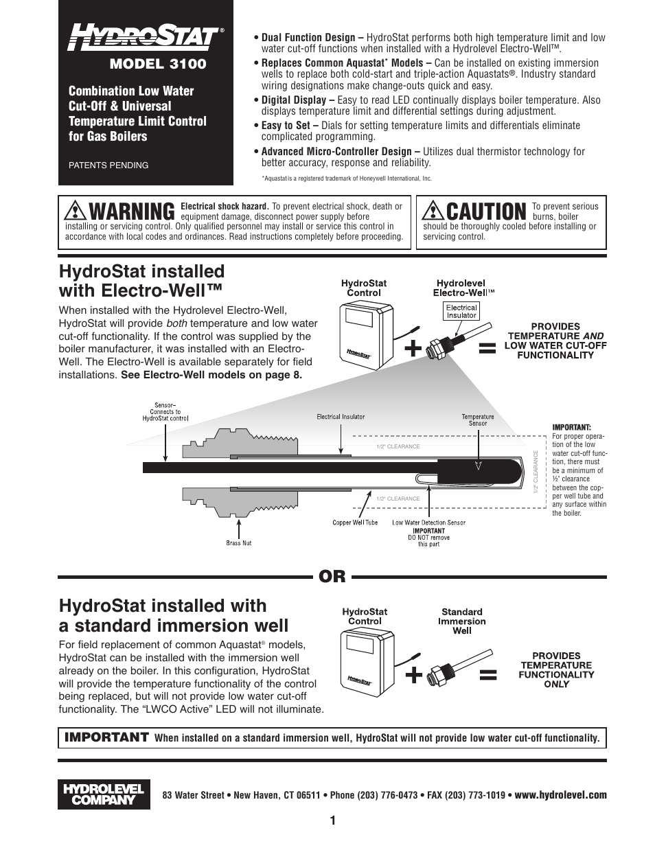 Hydrolevel 3100 User Manual | 8 pages