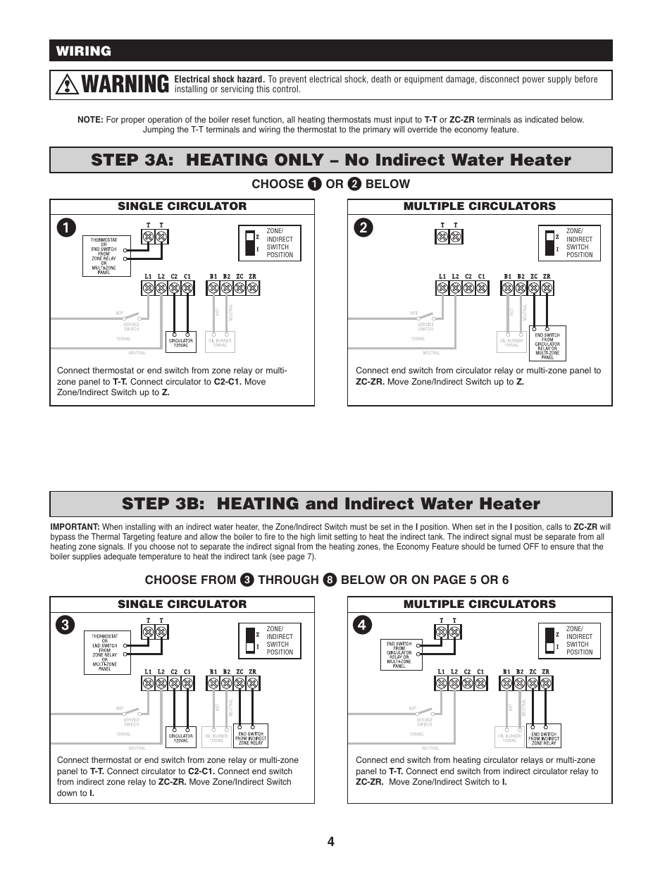 Warning, ᕡᕢ ᕣ ᕤ, Wiring | Hydrolevel 3250 User Manual | Page 4 / 12