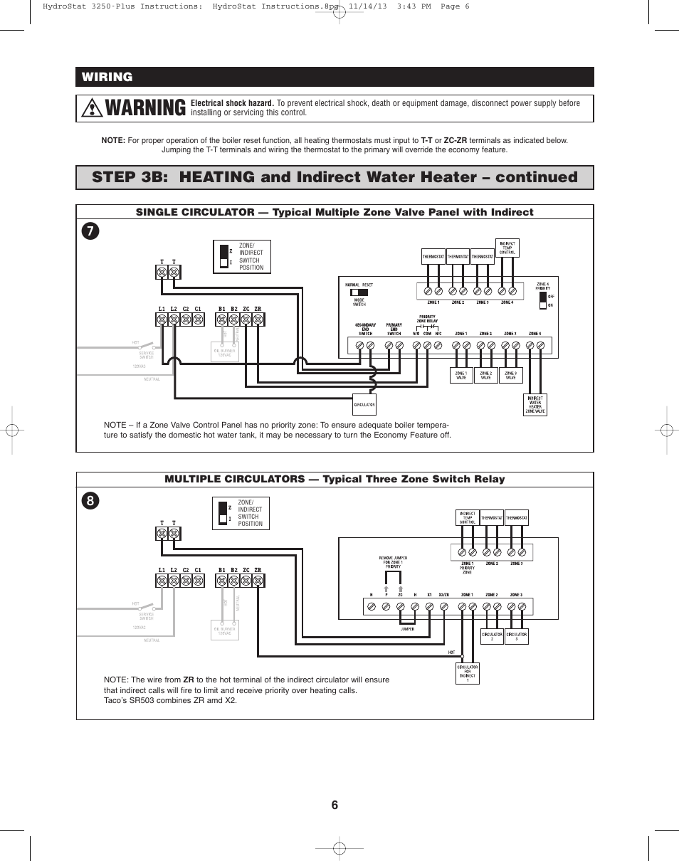 Warning, Wiring | Hydrolevel 3250-Plus User Manual | Page 6 / 16