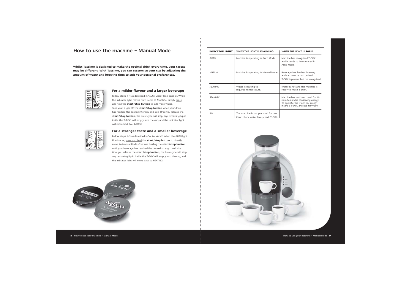 How to use the machine – manual mode | Braun Tassimo User Manual | Page 6 / 9