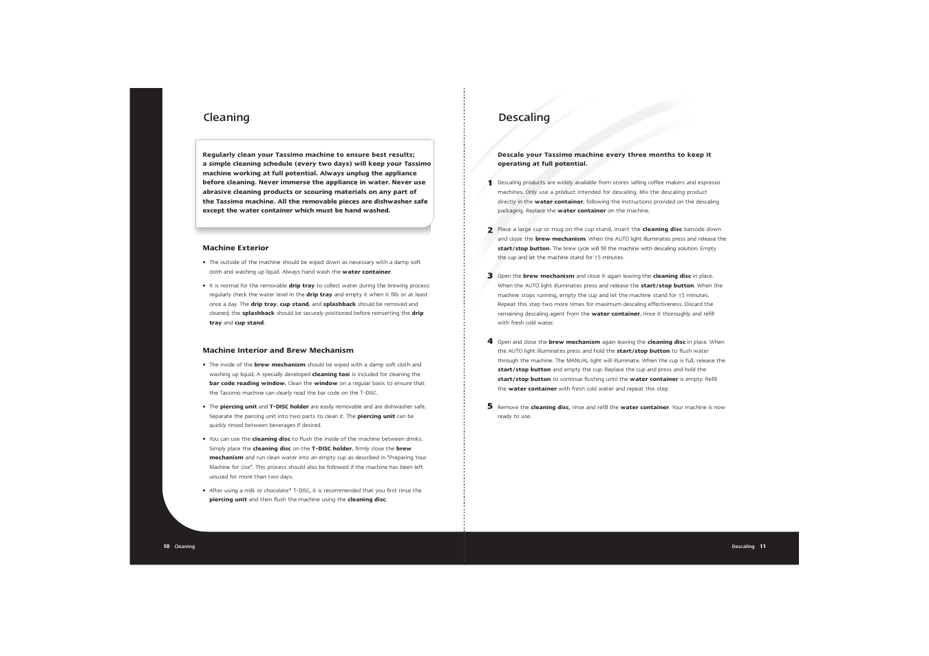Cleaning, Descaling | Braun Tassimo User Manual | Page 7 / 9