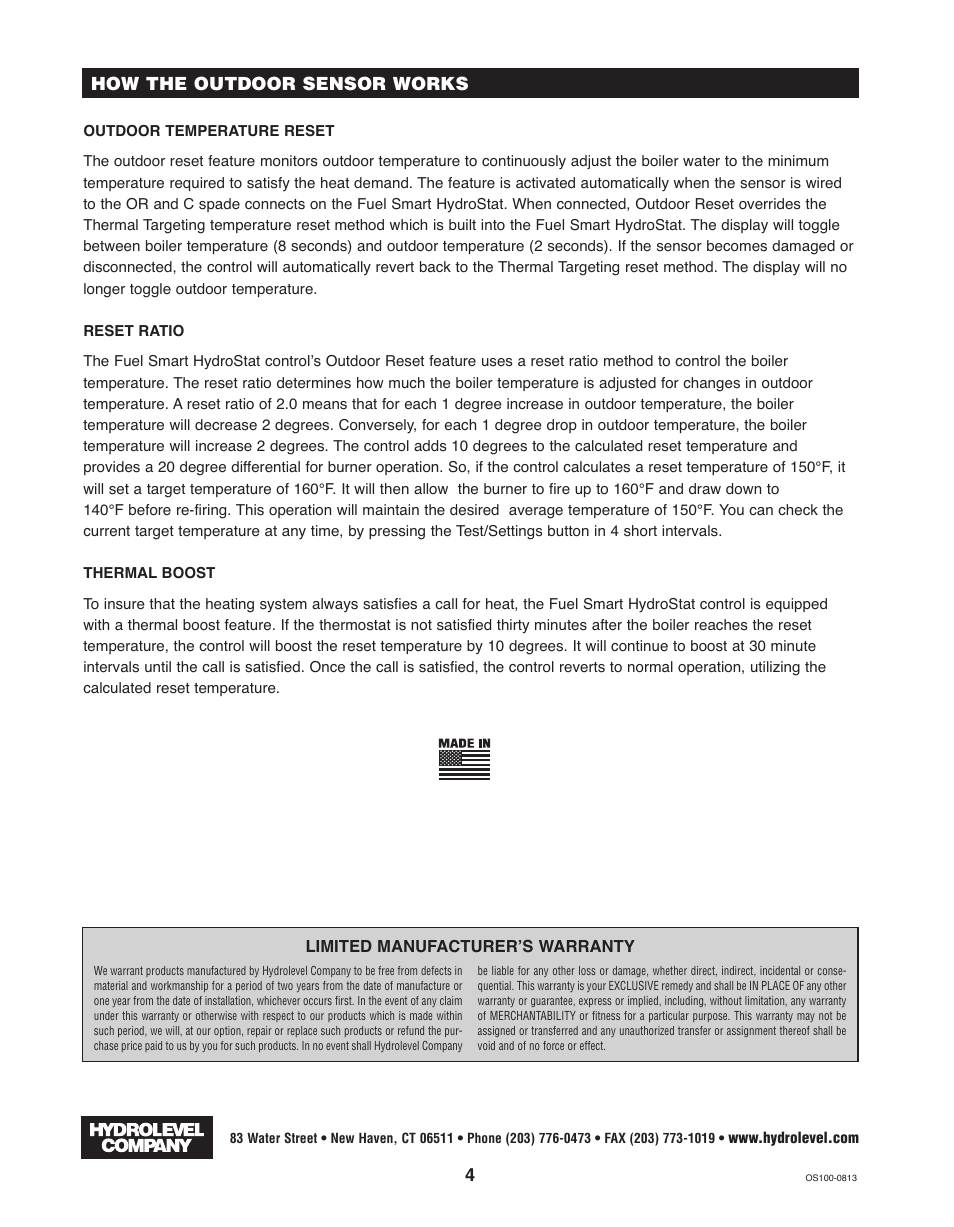 How the outdoor sensor works | Hydrolevel OS-100 User Manual | Page 4 / 4