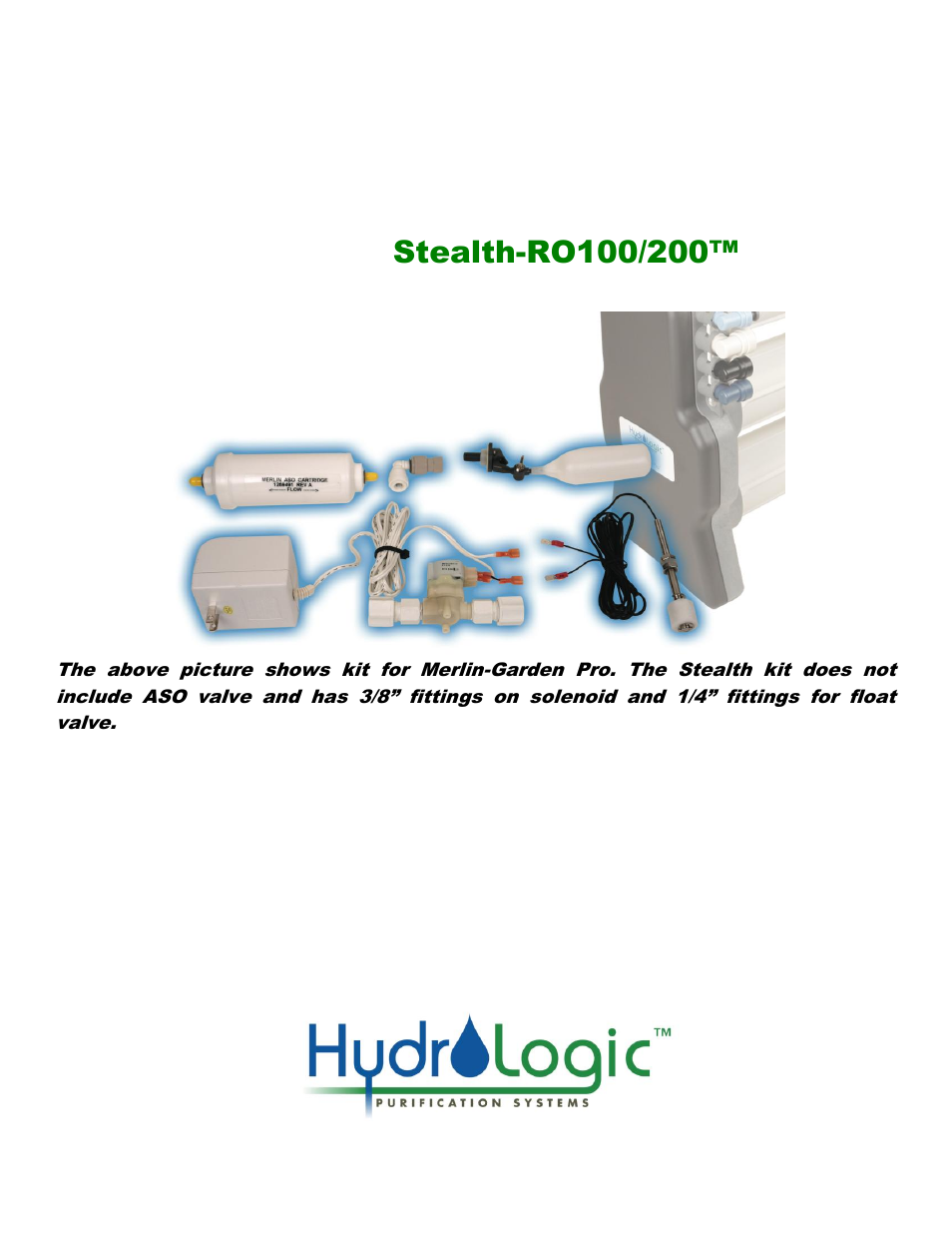 Hydro-Logic StealthRO200 - Electronic Shut-off Kit User Manual | 4 pages