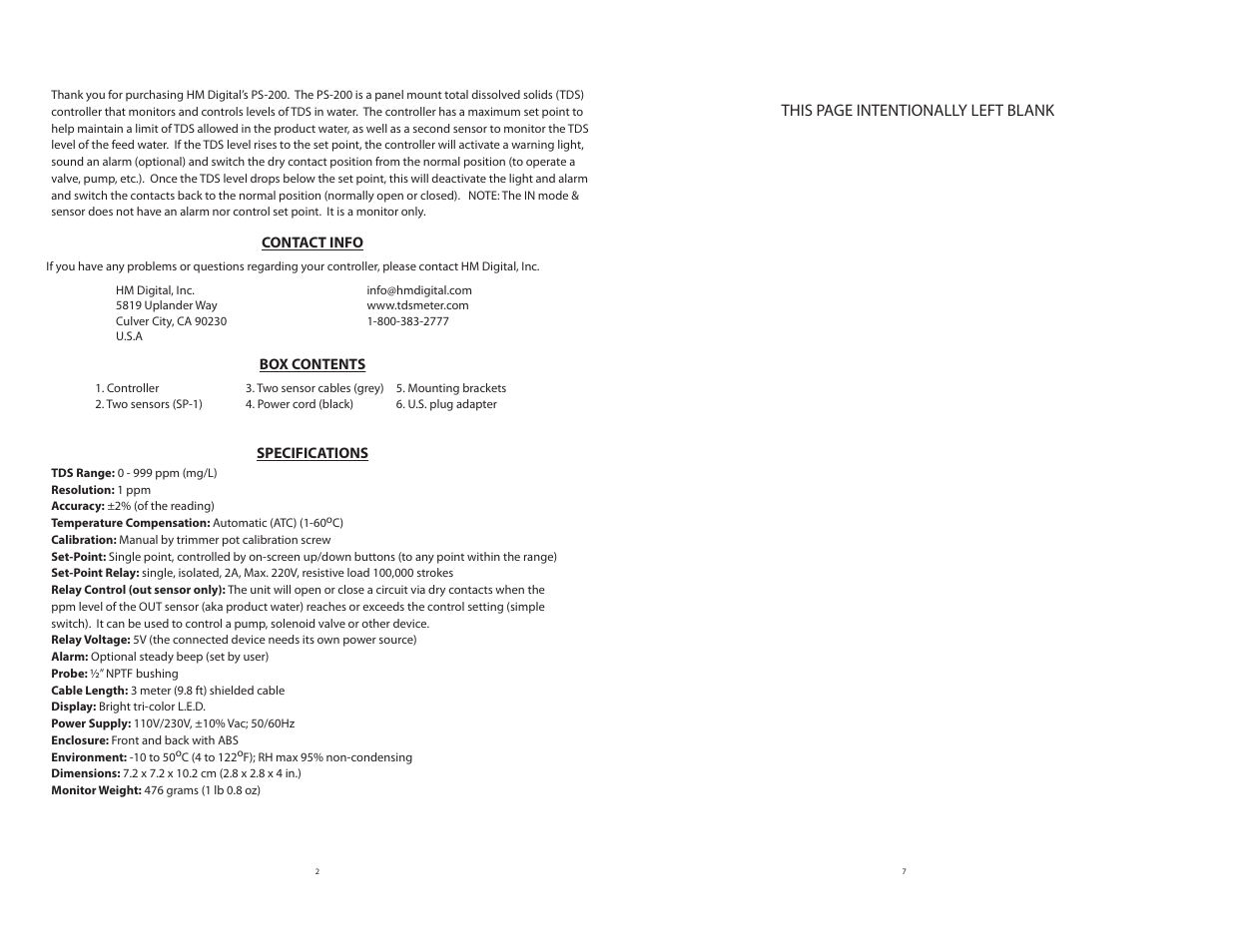 This page intentionally left blank | Hydro-Logic SuperLogic 2500 User Manual | Page 17 / 20