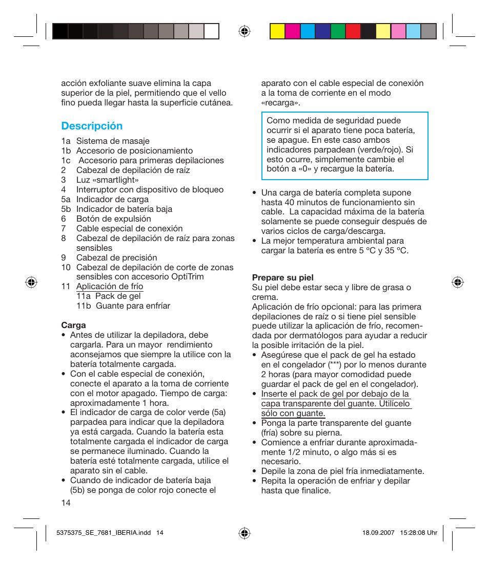 Descripción | Braun TYPE 5375 User Manual | Page 14 / 40