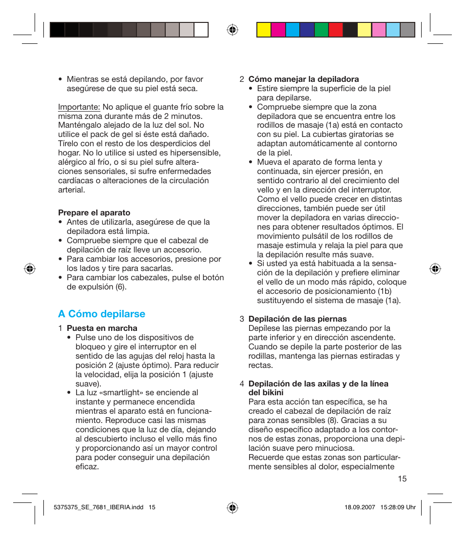 A cómo depilarse | Braun TYPE 5375 User Manual | Page 15 / 40