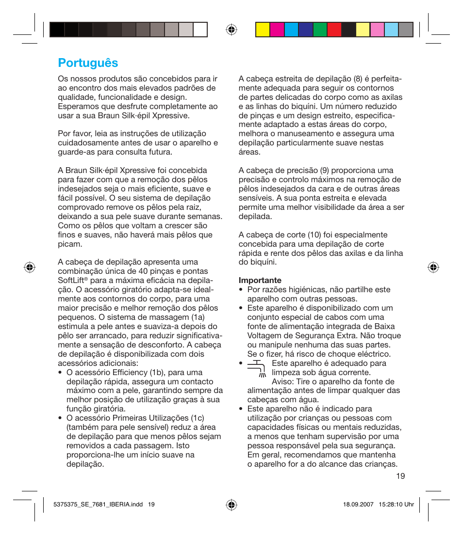 Português | Braun TYPE 5375 User Manual | Page 19 / 40