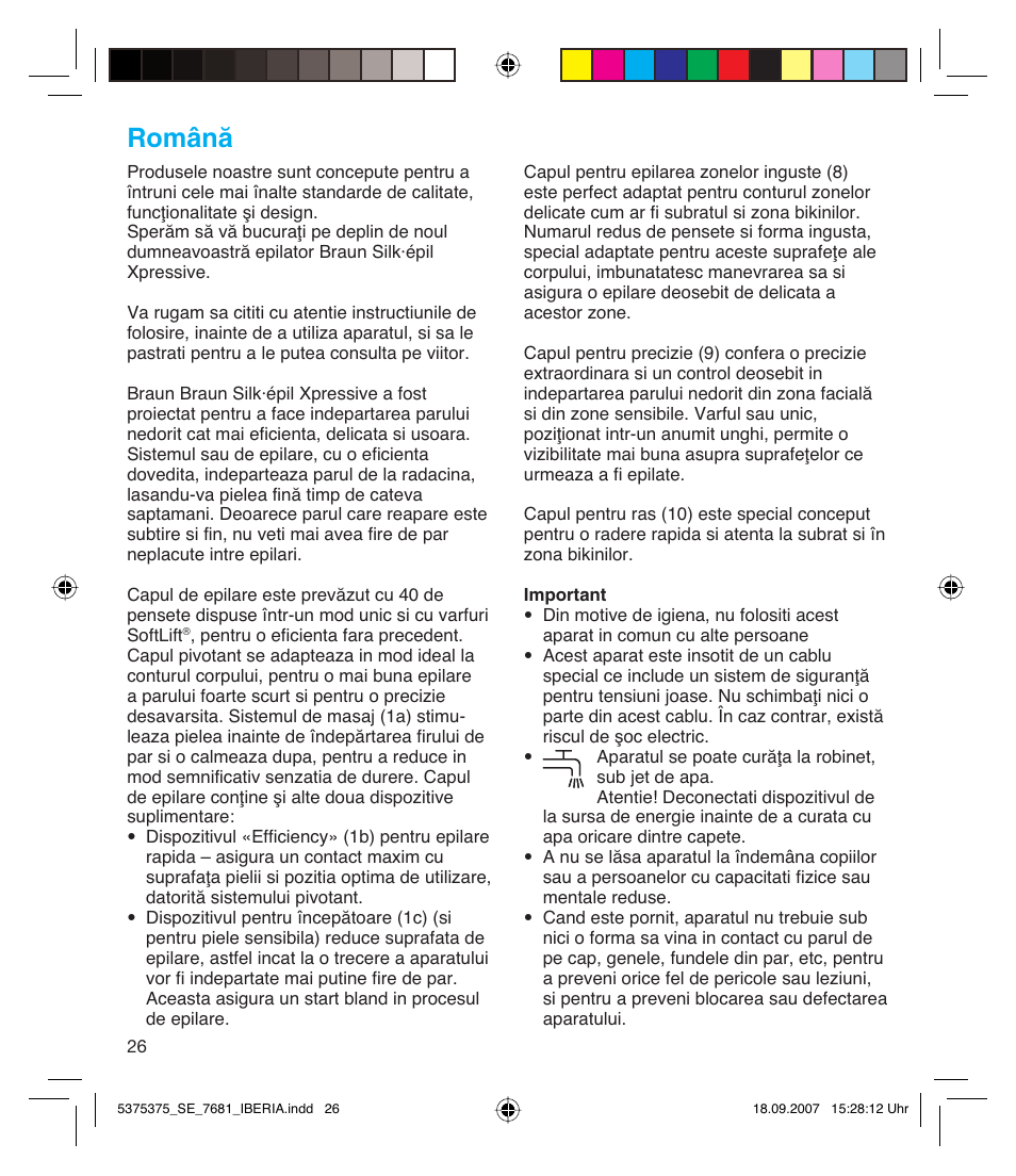 Românå | Braun TYPE 5375 User Manual | Page 26 / 40