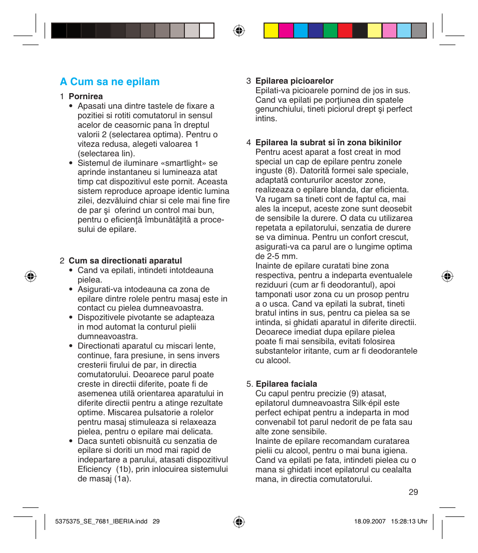 A cum sa ne epilam | Braun TYPE 5375 User Manual | Page 29 / 40