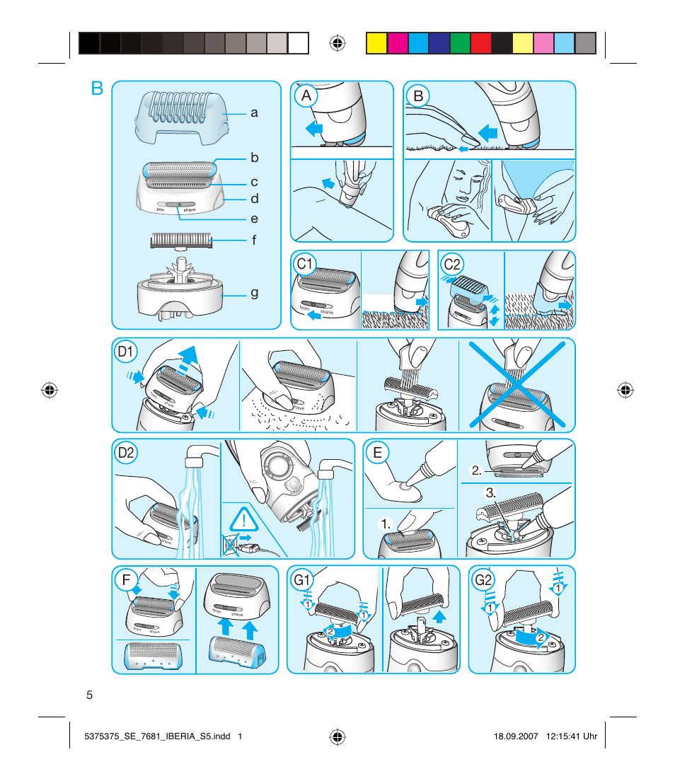 Ab c1 c2 d1 d2 e f, G1 g2 | Braun TYPE 5375 User Manual | Page 5 / 40