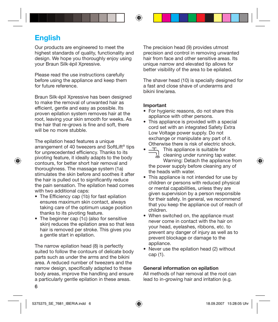 English | Braun TYPE 5375 User Manual | Page 6 / 40