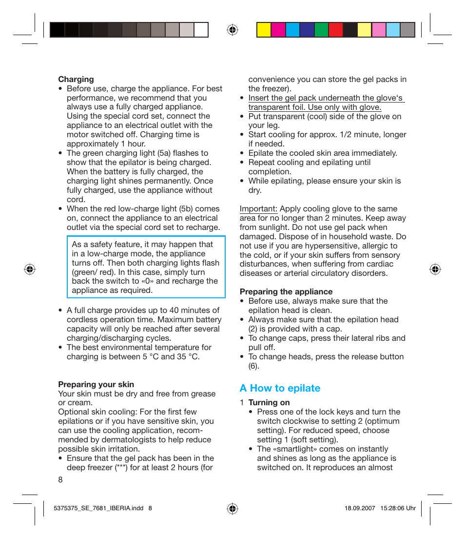 A how to epilate | Braun TYPE 5375 User Manual | Page 8 / 40