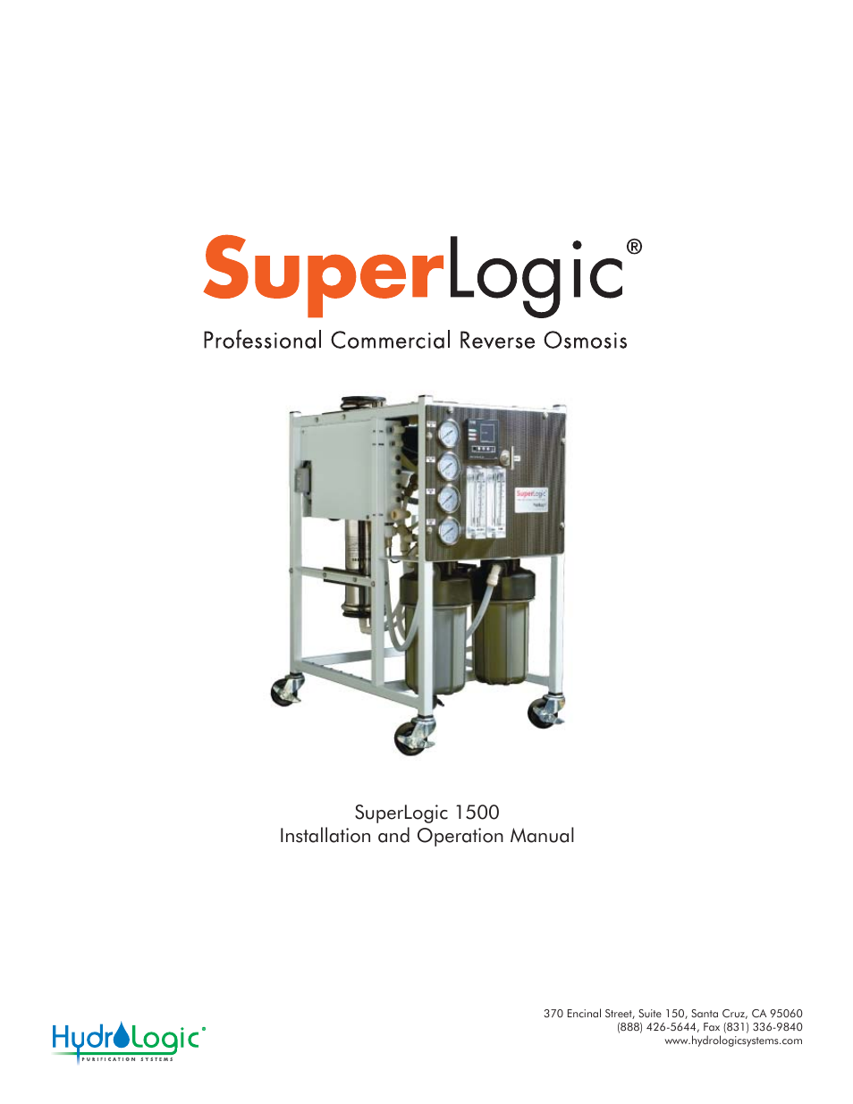 Superlogic 1500 installation and operation manual | Hydro-Logic SuperLogic 1500 User Manual | Page 2 / 20
