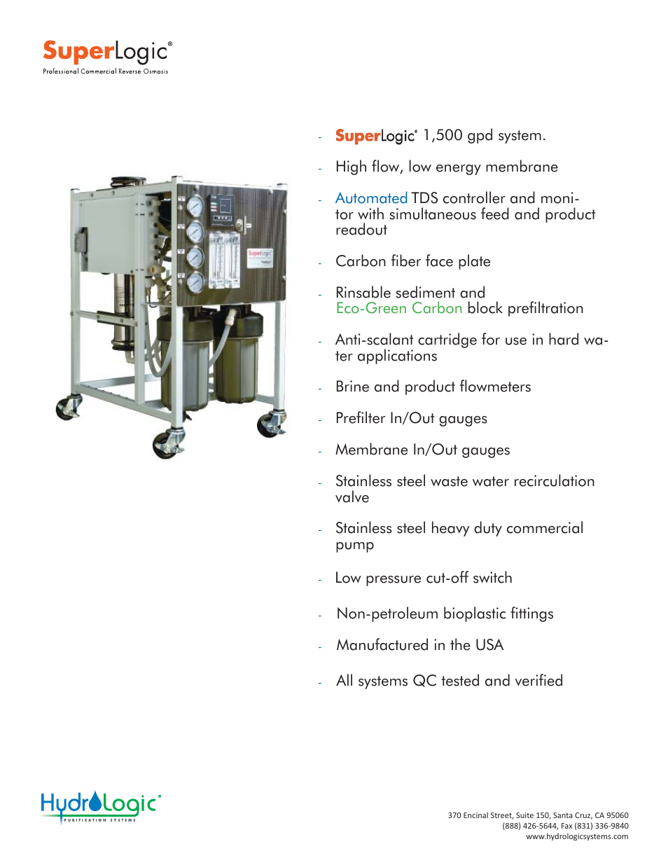 Superlogic 1500 manual | Hydro-Logic SuperLogic 1500 User Manual | Page 3 / 20