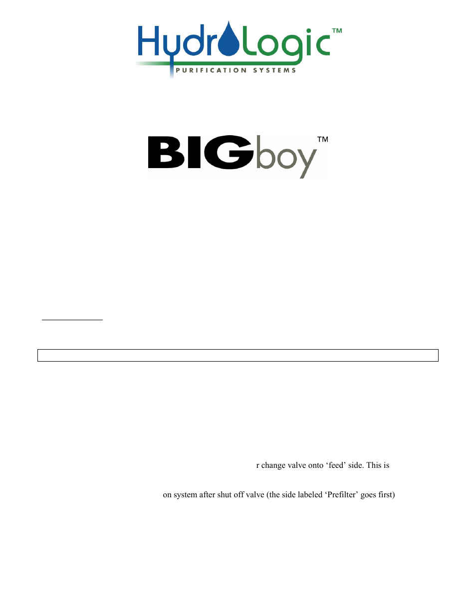 Hydro-Logic Big Boy User Manual | 2 pages
