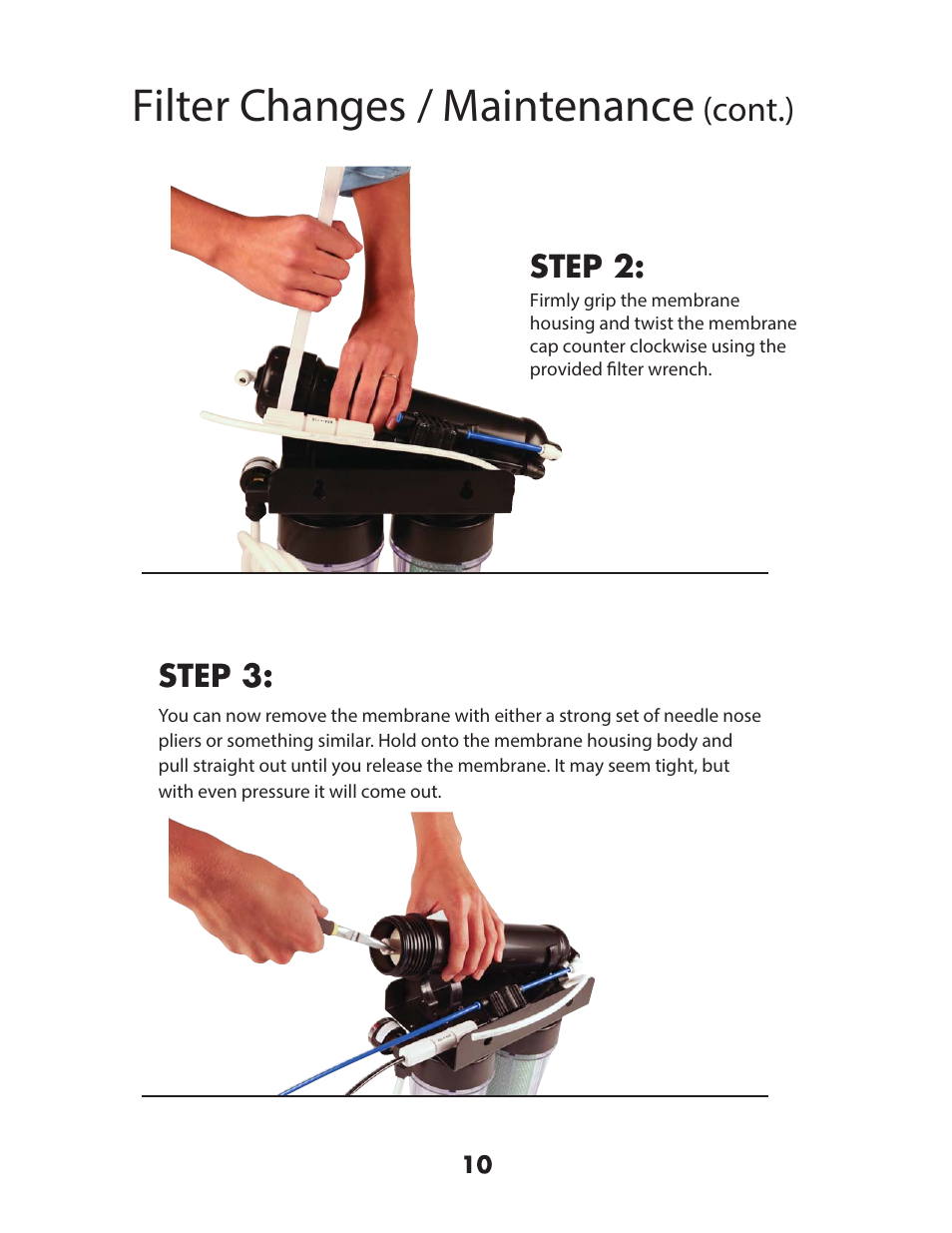 Filter changes / maintenance, Cont.) | Hydro-Logic StealthRO100 User Manual | Page 12 / 20