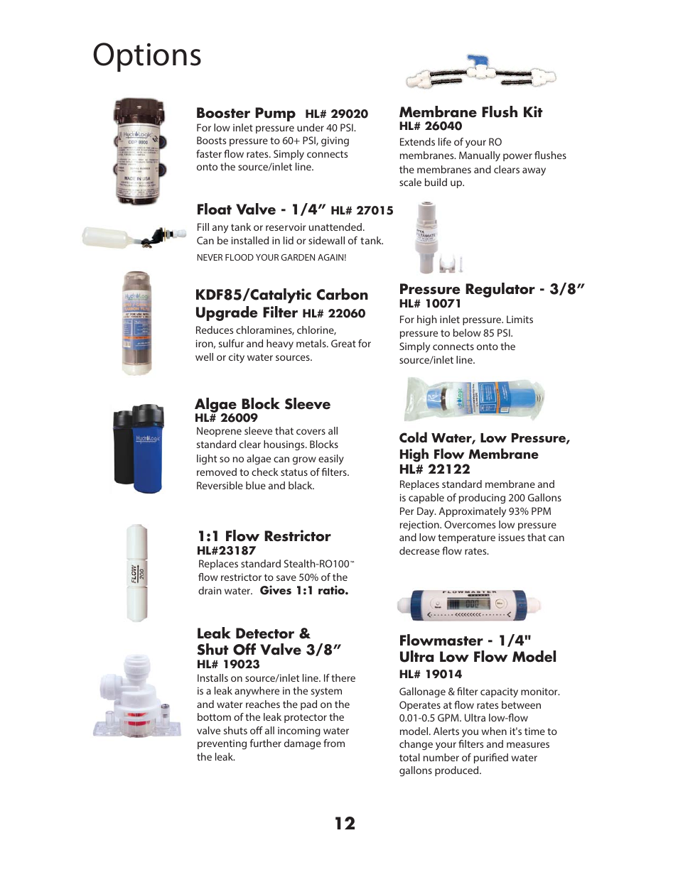 Options | Hydro-Logic StealthRO100 User Manual | Page 14 / 20