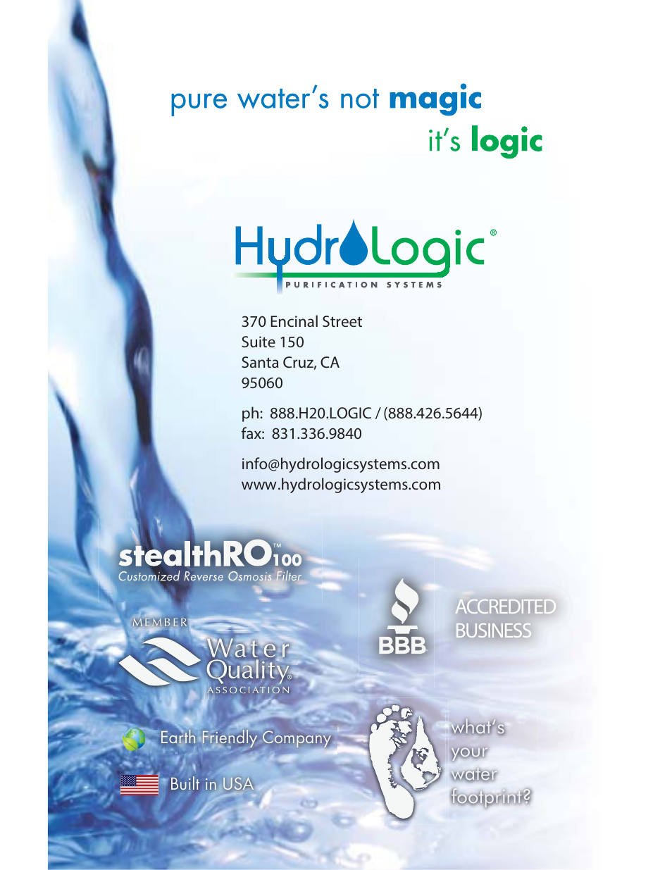 Accredited business, Zkdwmv \rxu zdwhu irrwsulqw | Hydro-Logic StealthRO100 User Manual | Page 20 / 20