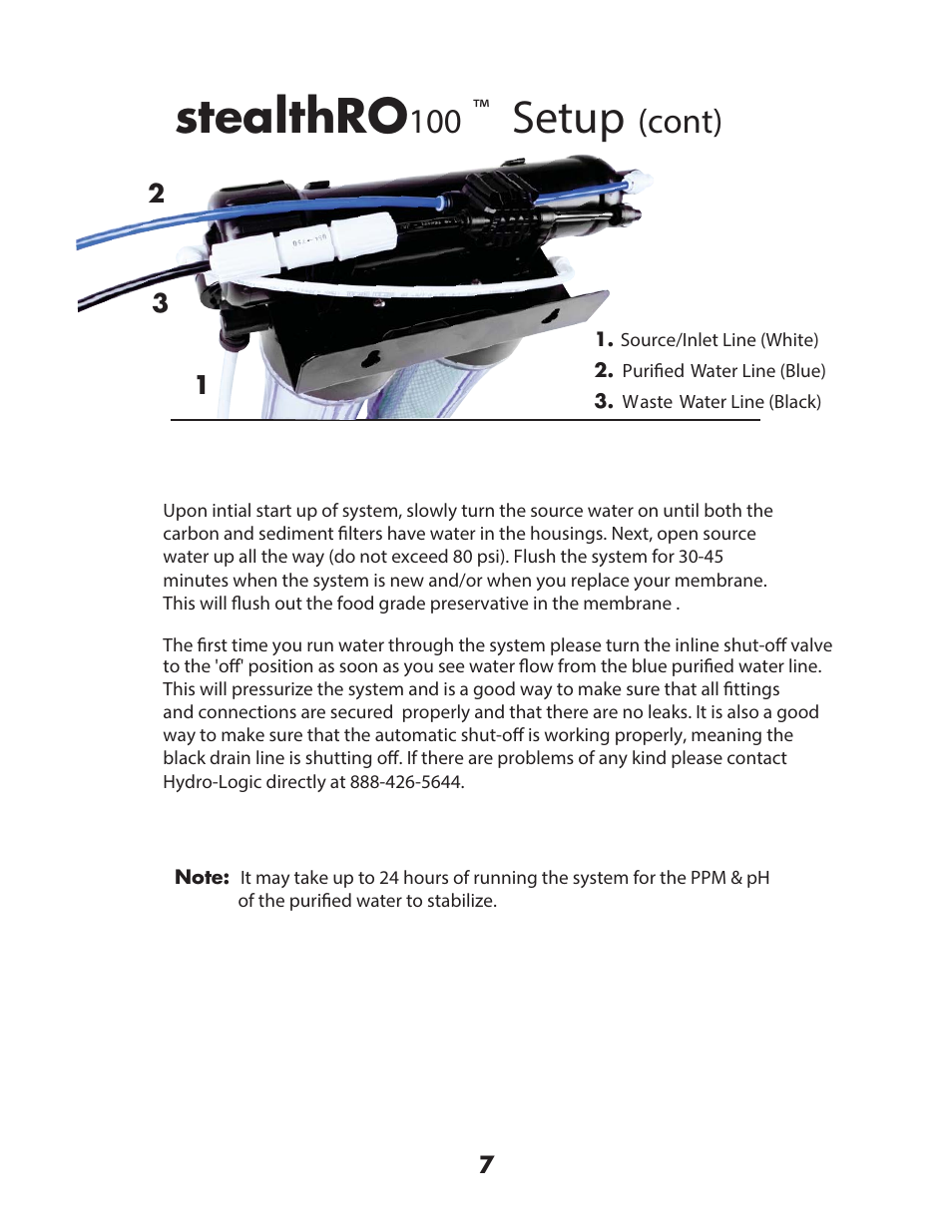 Vwhdowk52, Setup, Cont) | Hydro-Logic StealthRO100 User Manual | Page 9 / 20