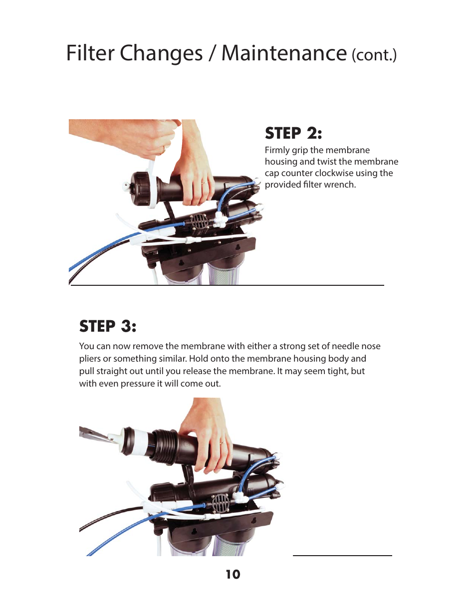 Filter changes / maintenance, Cont.) | Hydro-Logic StealthRO200 User Manual | Page 12 / 20