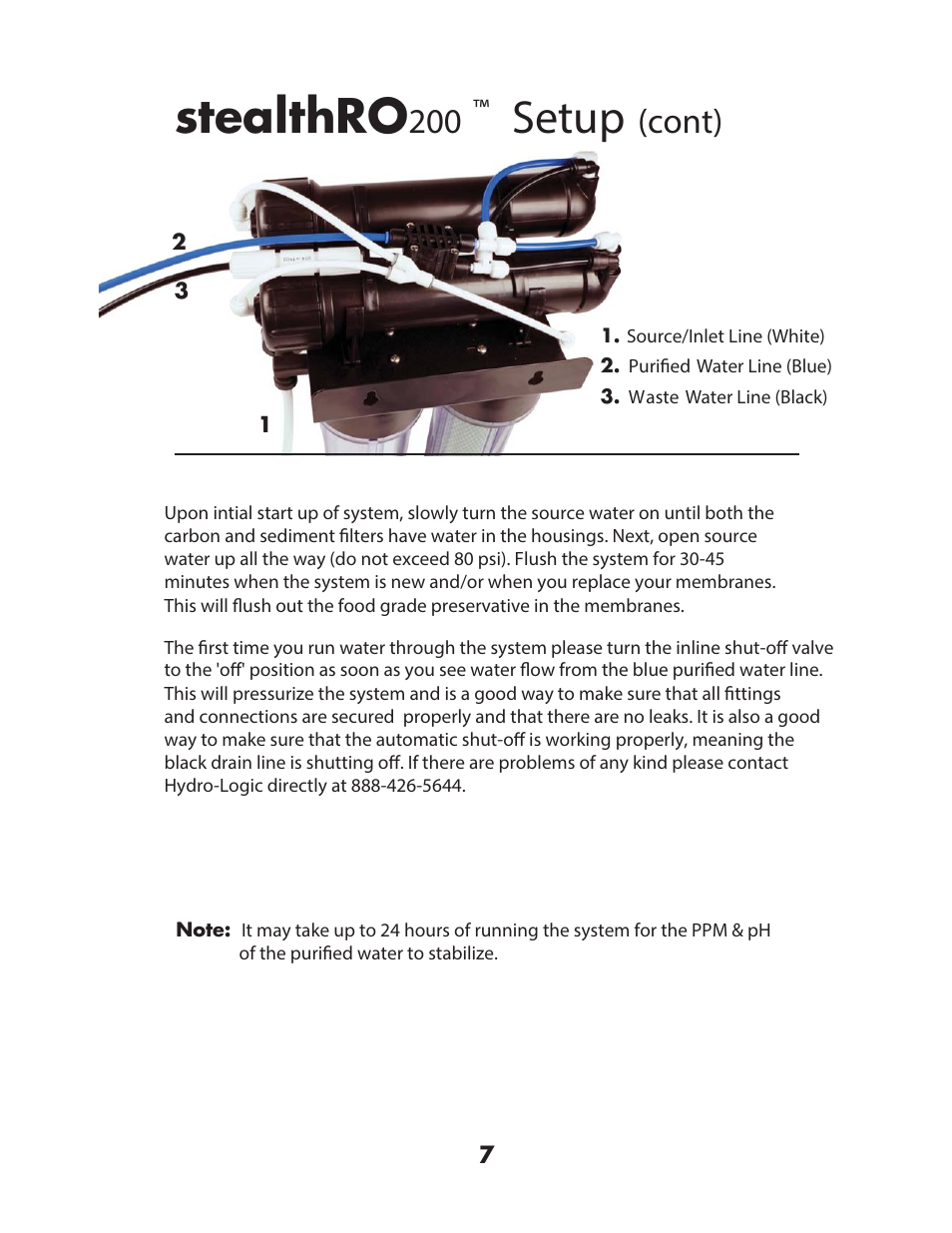 Vwhdowk52, Setup, Cont) | Hydro-Logic StealthRO200 User Manual | Page 9 / 20