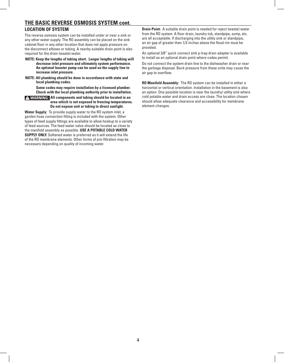 The basic reverse osmosis system cont | Hydro-Logic EvolutionRO 1000 User Manual | Page 5 / 16