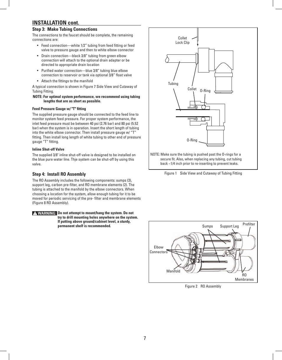 Installation cont | Hydro-Logic EvolutionRO 1000 User Manual | Page 8 / 16